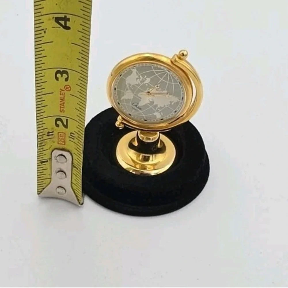 Chass Small Solid Brass Desk Clock Japan Movement Globe Style 3